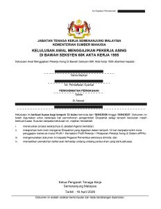 Sample JTKSM approval letter under Section 60 to hire expatriate